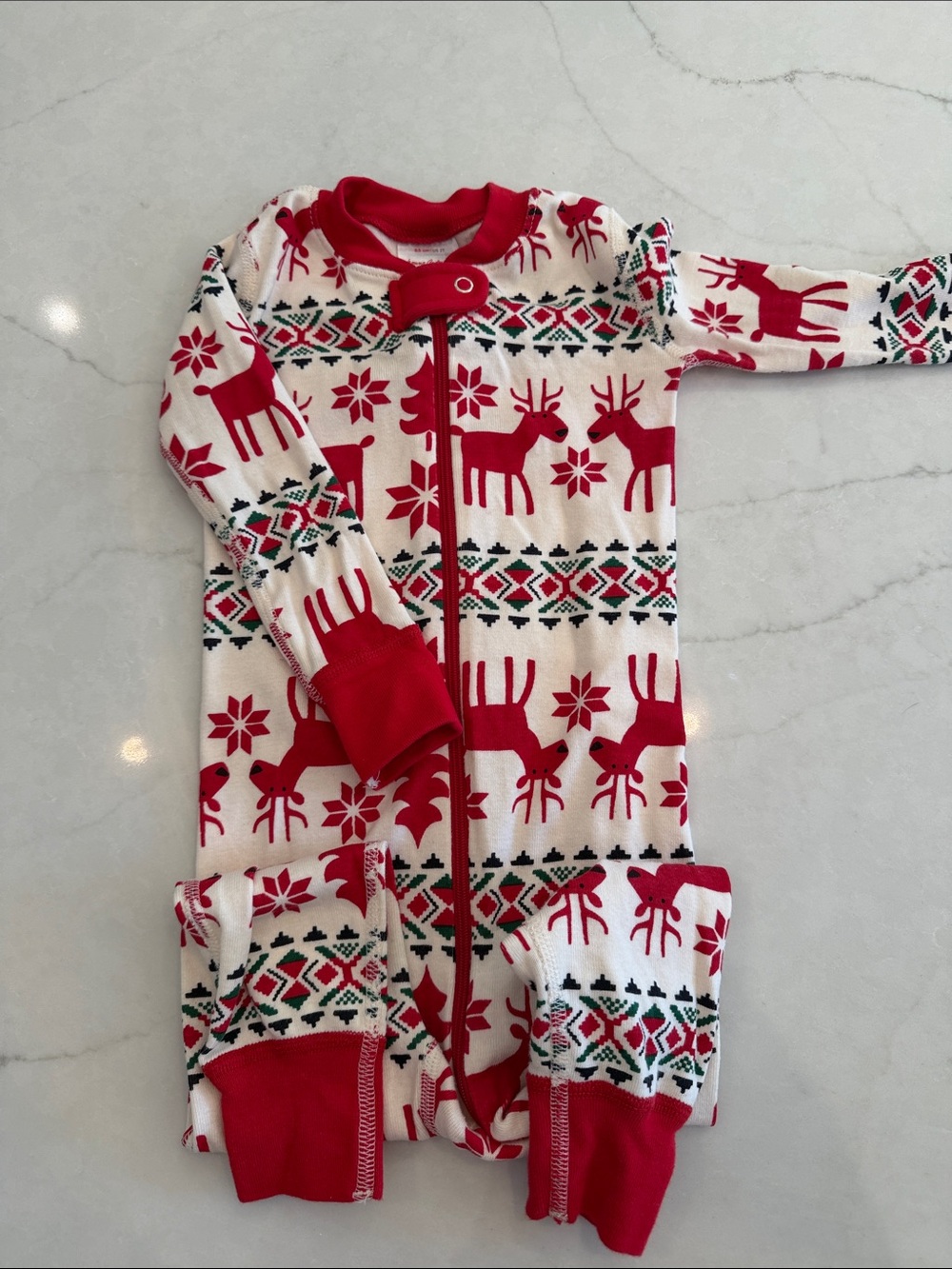 Hanna Andersson Red and White Reindeer Holiday Pajama Set
